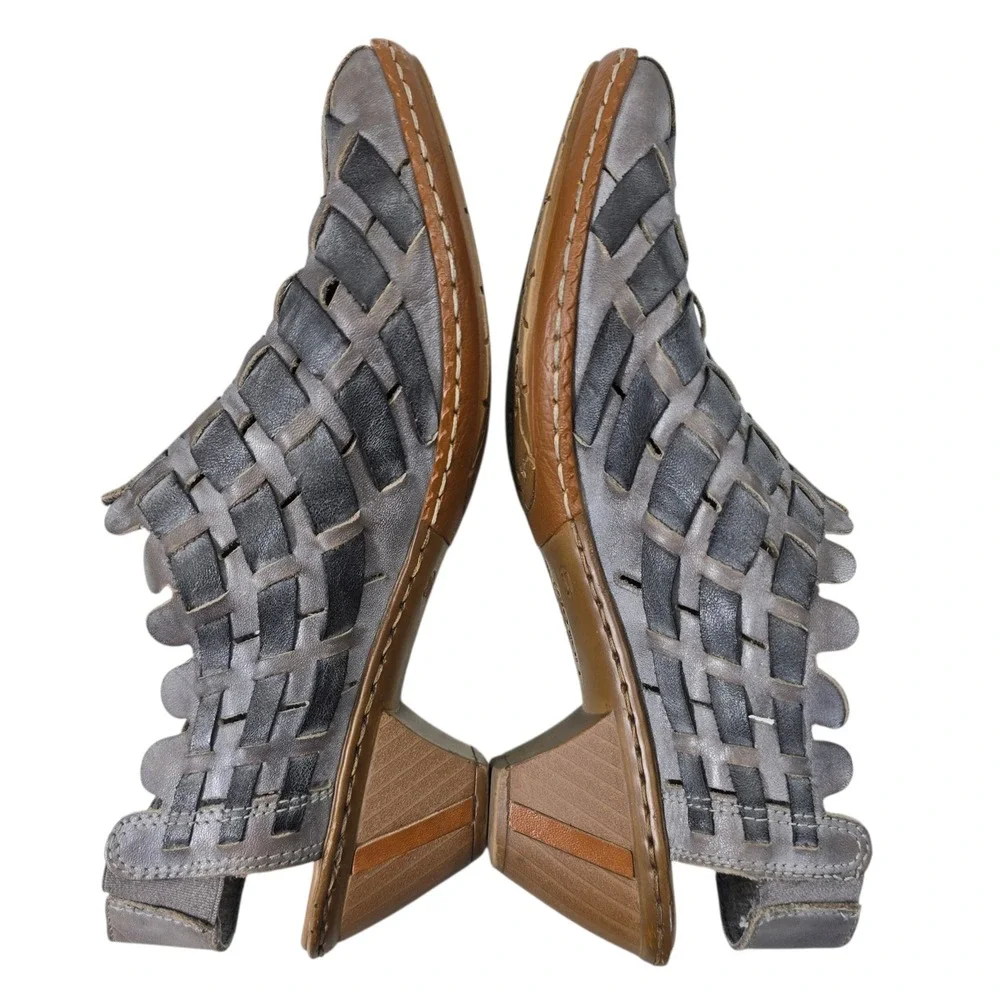 Rieker Antistress Woven Leather Slingback Sandals Women Size 37‎ Gray